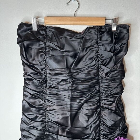 Vintage Gunne Sax Jessica McClintock Black Strapless Ruffled Rosette Dress 8 - Picture 2 of 13